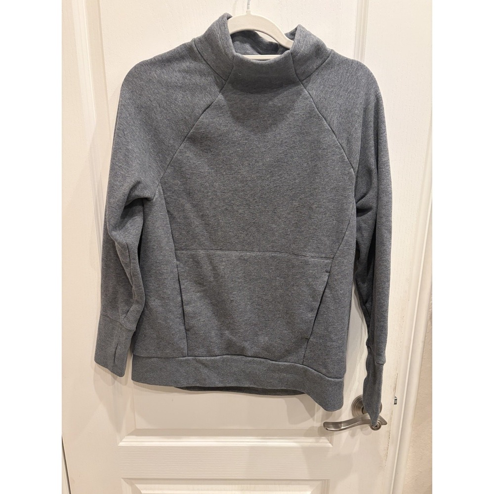 Women's Fabletics Grey Pullover Sweatshirt‎ Front Pocket Thumb Holes Size Small